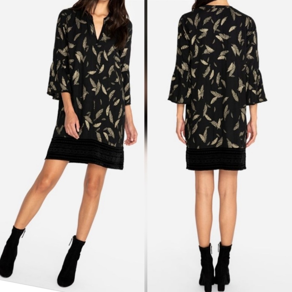 Johnny Was mixed velvet trim tunic dress
